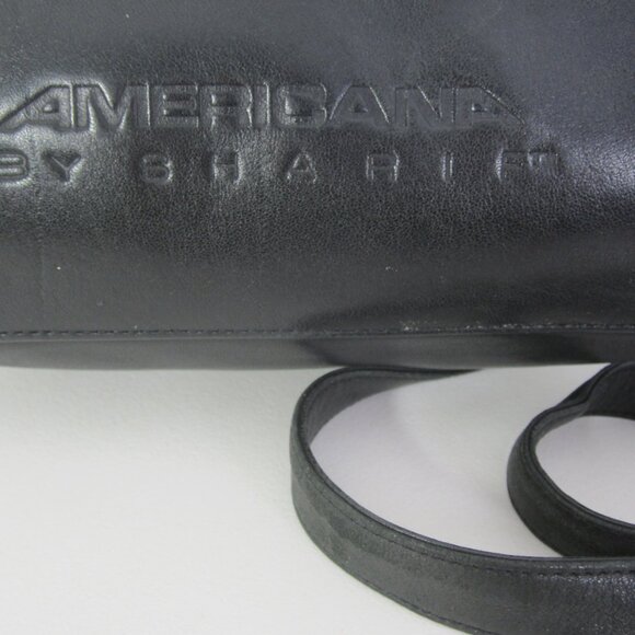 Vtg Americana By Sharif Black Glove Leather Shoulder Cross Body Bag Minimalist - Picture 9 of 15